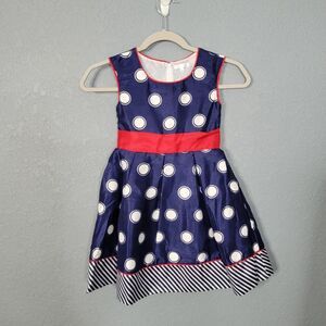 Tahara Girls Dress Size 6 Red White Blue Fit & Flare with Tulle Liner